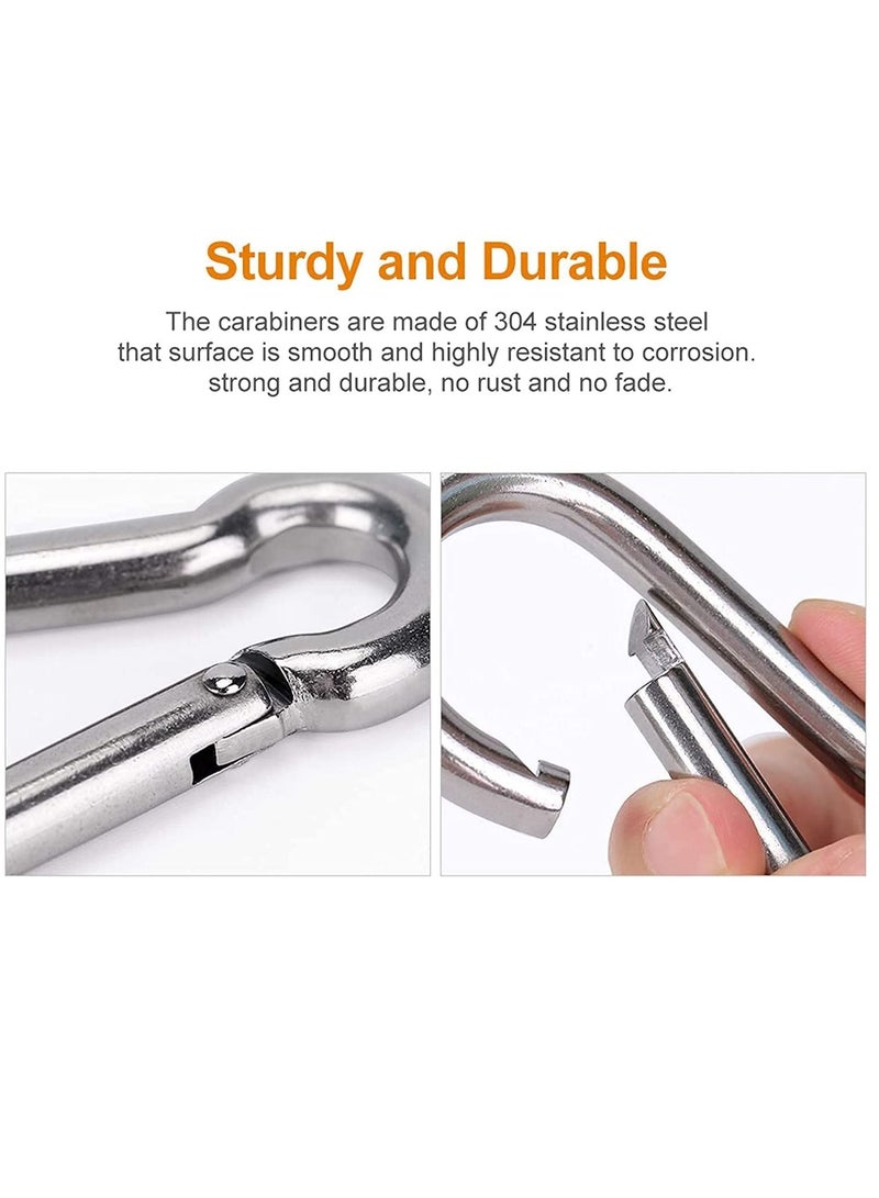 Excefore Spring Snap Hooks Carabiner, 6Pcs 304 Premium Stainless Steel Heavy Duty Carabiner Clips Assorted Sizes (2, 2.36, 3.15 inch)  - Image 3