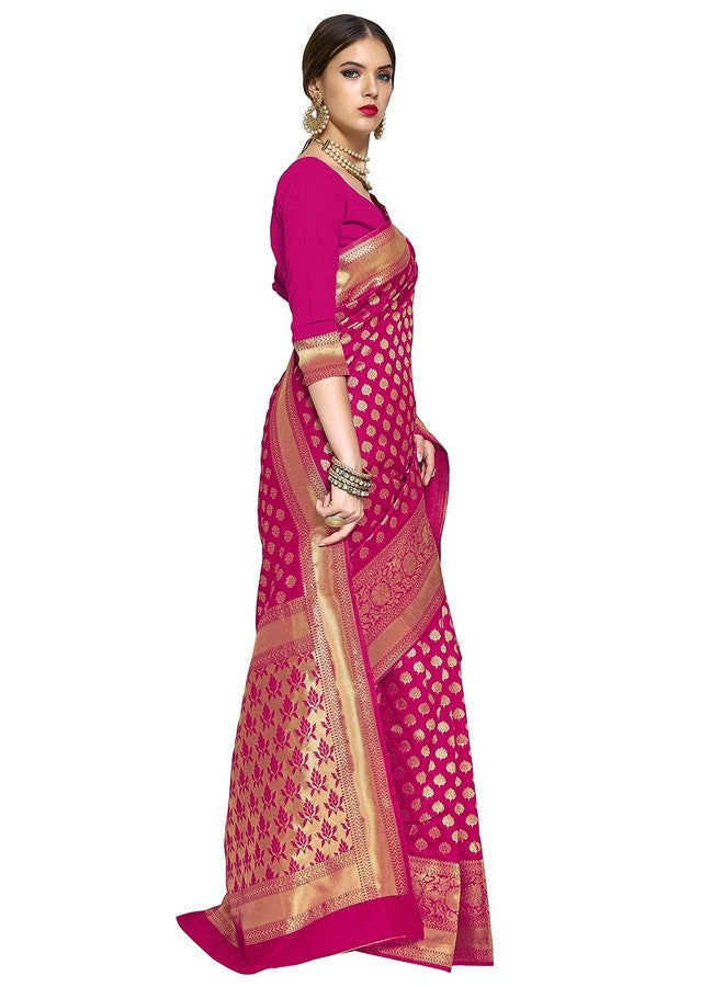 Glory Sarees ساري المجد للنساء من حرير كانجيفارام الناعم المنسوج بأسلوب بناراسي مع قطعة بلوزة لحفل الزفاف (kara115rani_Rani) - Image 4