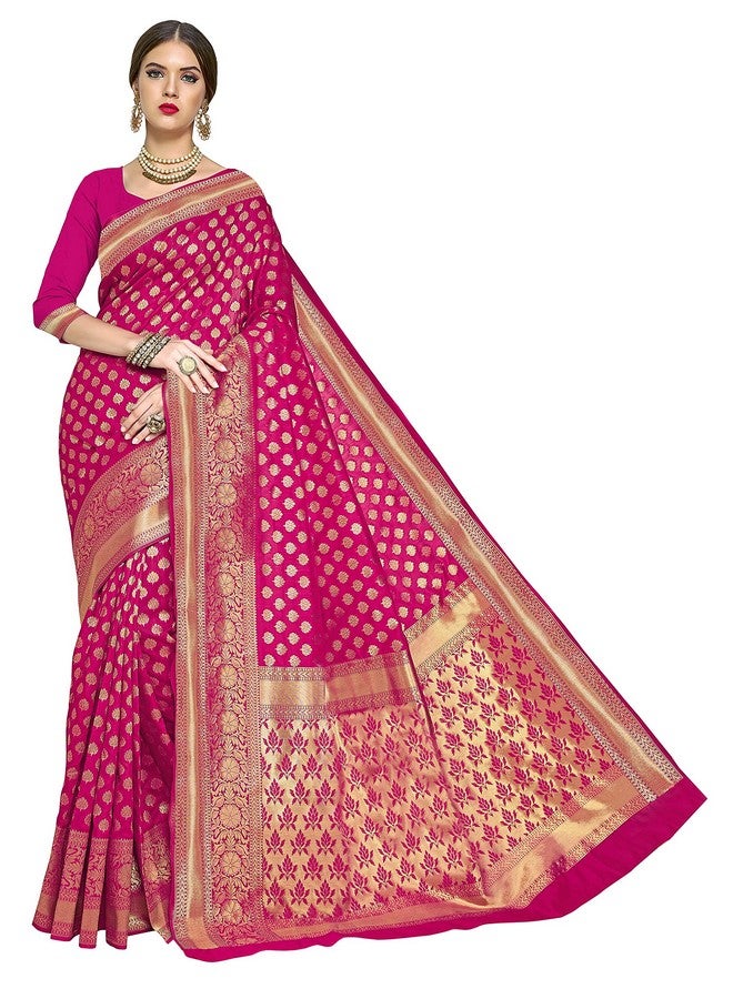 Glory Sarees ساري المجد للنساء من حرير كانجيفارام الناعم المنسوج بأسلوب بناراسي مع قطعة بلوزة لحفل الزفاف (kara115rani_Rani) - Image 2