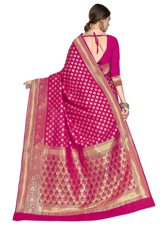 Glory Sarees ساري المجد للنساء من حرير كانجيفارام الناعم المنسوج بأسلوب بناراسي مع قطعة بلوزة لحفل الزفاف (kara115rani_Rani) - Image 5
