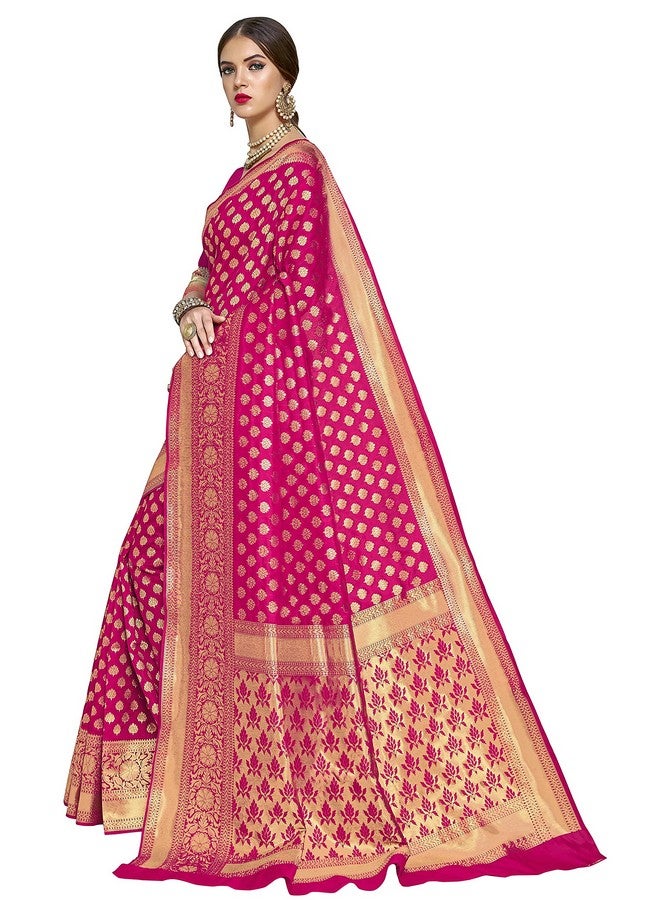 Glory Sarees ساري المجد للنساء من حرير كانجيفارام الناعم المنسوج بأسلوب بناراسي مع قطعة بلوزة لحفل الزفاف (kara115rani_Rani) - Image 3