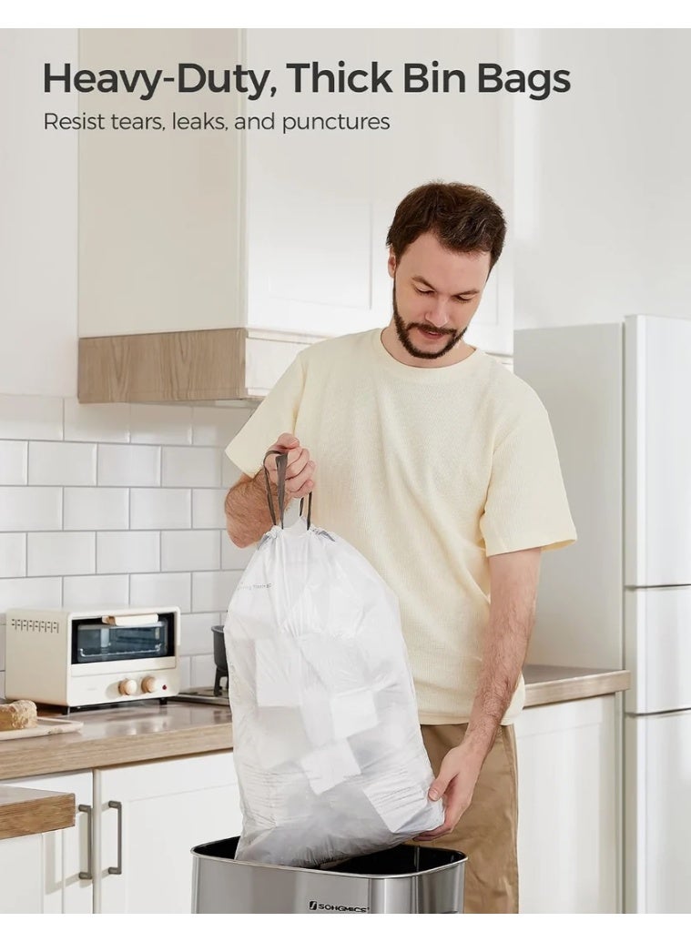 AKDC Garbage Bags Drawstring, 5 Gallon, 46x52 cm, White, 20 Bags per Roll (XX Small) – Pack of 2 - Image 3