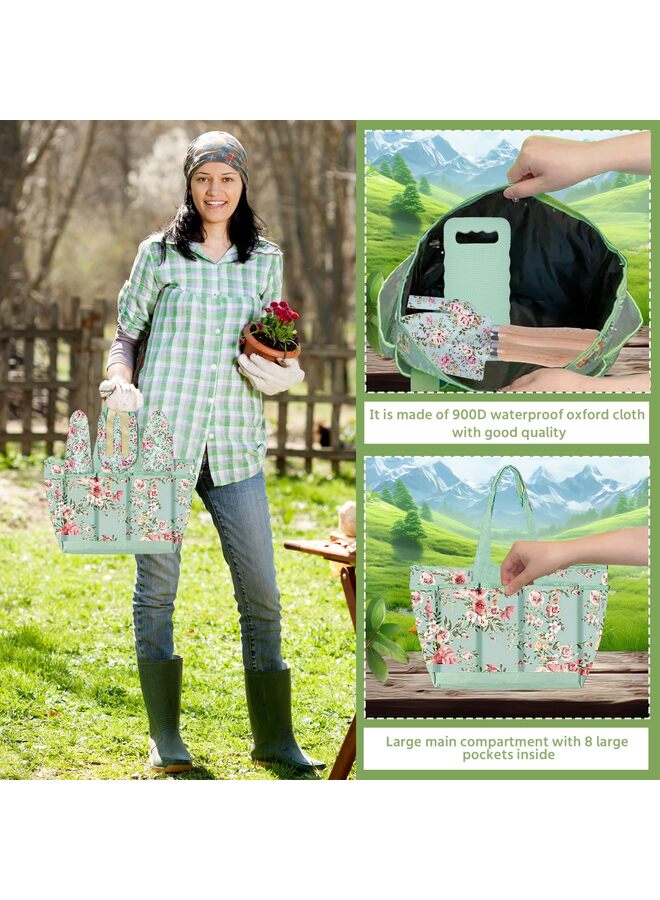 مجموعة أدوات البستنة من 10 قطع، مجموعة أدوات البستنة المتينة بنقوش زهرية، مجموعة حقيبة أدوات البستنة الكاملة، بمقبض مطاطي مانع للانزلاق، أفضل هدايا البستنة للنساء - Image 3