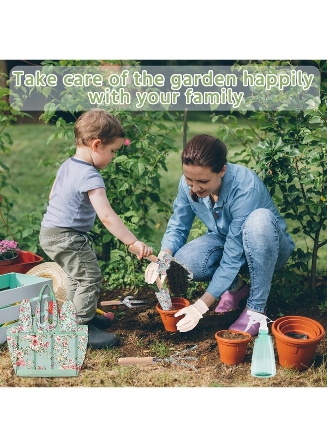 مجموعة أدوات البستنة من 10 قطع، مجموعة أدوات البستنة المتينة بنقوش زهرية، مجموعة حقيبة أدوات البستنة الكاملة، بمقبض مطاطي مانع للانزلاق، أفضل هدايا البستنة للنساء - Image 5