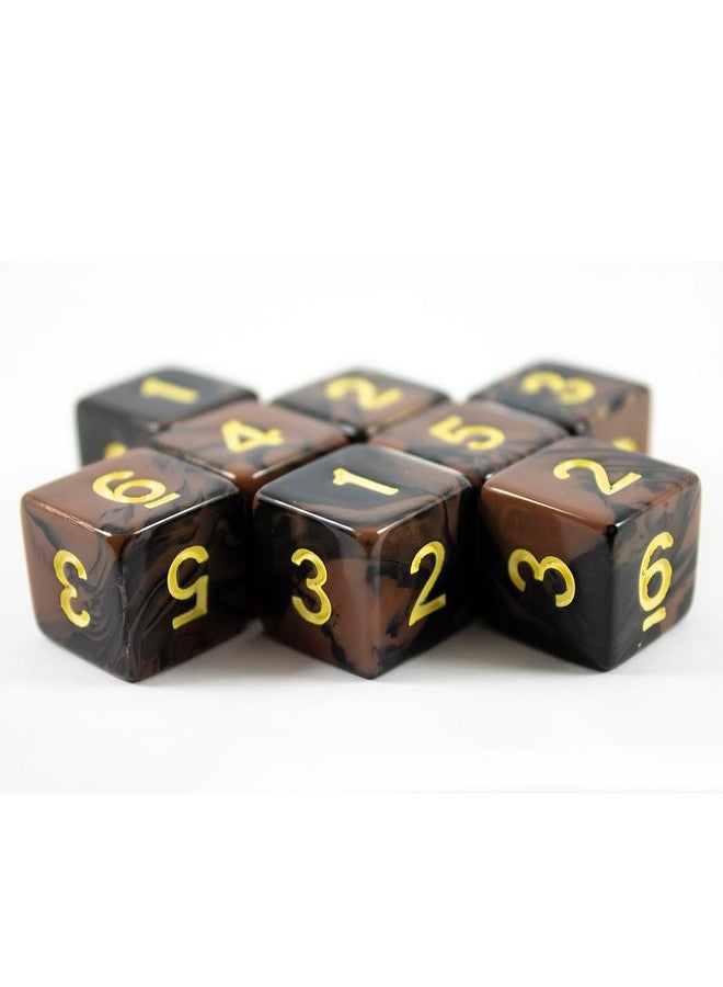 Paladin Roleplaying Black and Brown Dice - 8 D6 Set - 'Werewolf' - Image 2