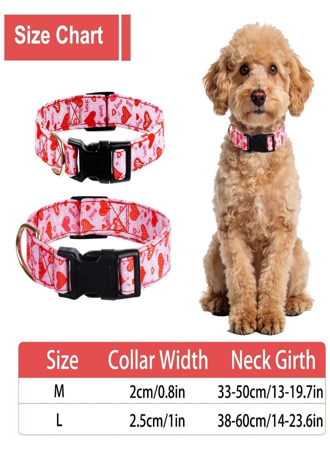 Nydotd Valentine's Day Dog Collar Pink Love Heart Pet Collars with Quick Release Buckle for Small Medium Large Dogs Wedding Boys Girls Dog Collar - Image 2