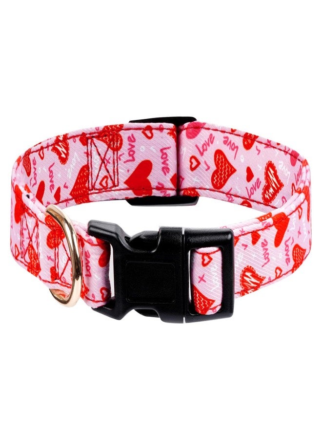 Nydotd Valentine's Day Dog Collar Pink Love Heart Pet Collars with Quick Release Buckle for Small Medium Large Dogs Wedding Boys Girls Dog Collar - Image 1