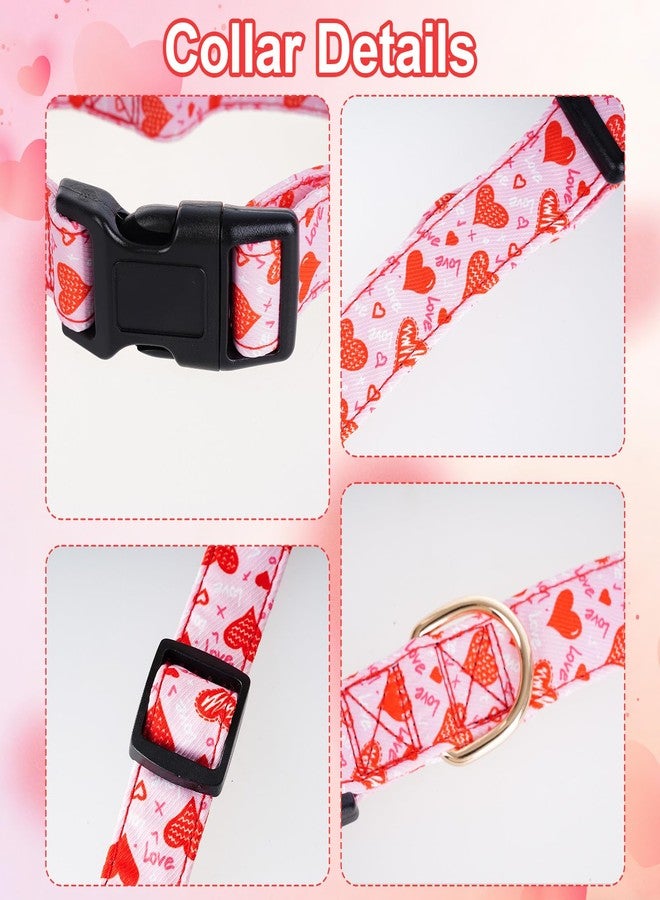 Nydotd Valentine's Day Dog Collar Pink Love Heart Pet Collars with Quick Release Buckle for Small Medium Large Dogs Wedding Boys Girls Dog Collar - Image 3