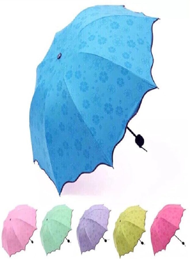 Ncry umbrella Umbrella Anti-UV sun rain umbrellas magic colour change compact folding windproof dome folding sun rain windproof blooming parasol Windproof umbrella (Colour: Random Colour) - Image 1