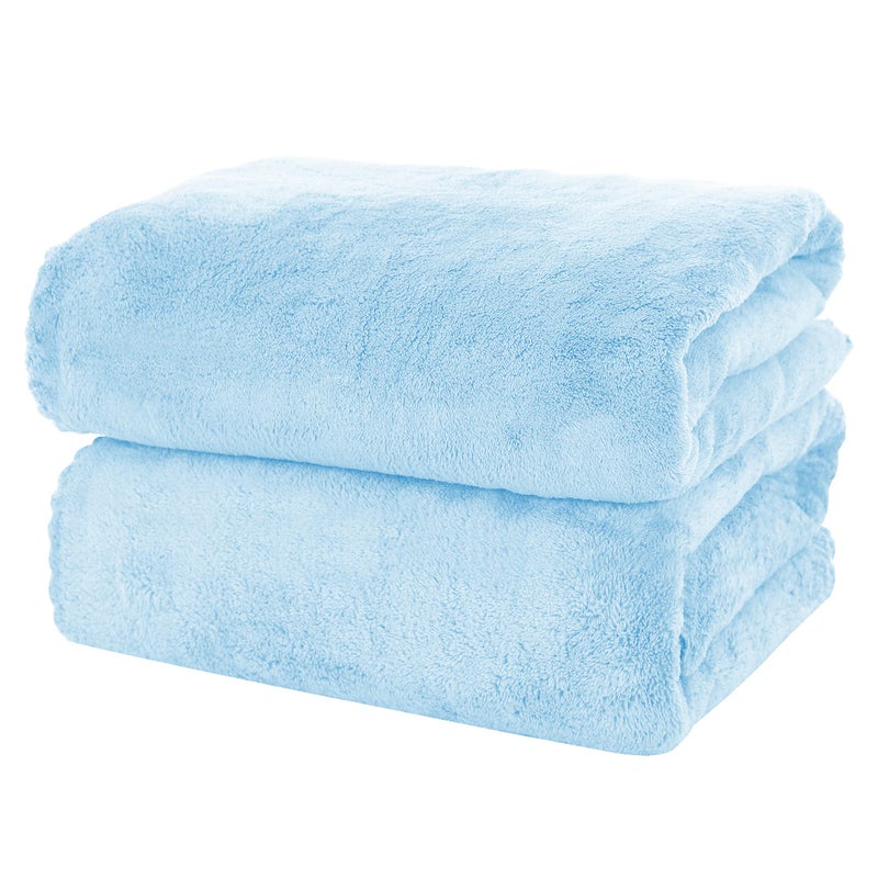 MOONQUEEN 2 Pack Premium Bath Towel Set  Quick Drying  Microfiber Coral Velvet Highly Absorbent Towels  Multipurpose Use as Bath Fitness Bathroom Shower Sports Yoga Towel Aquamarine