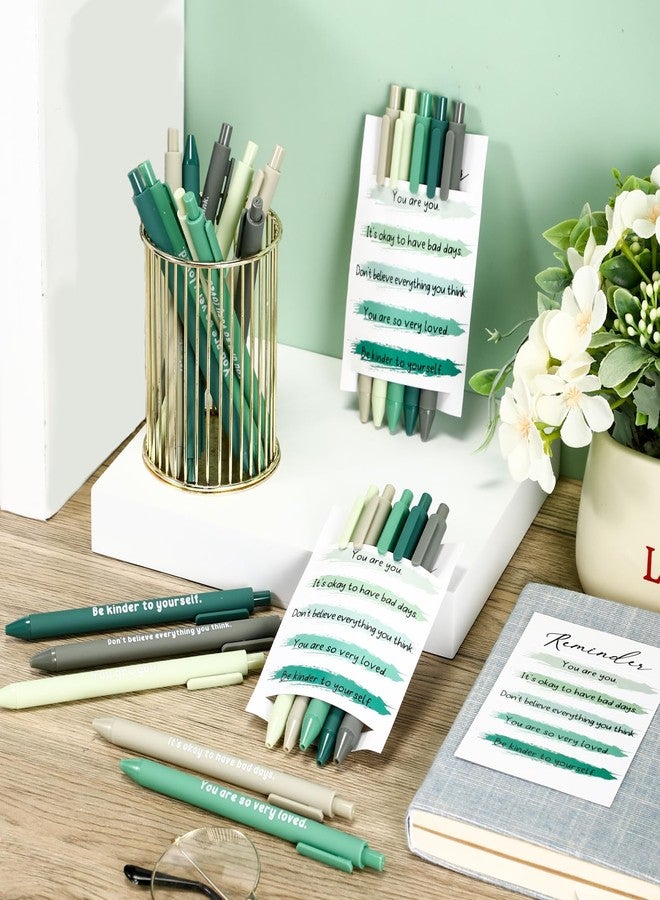 MotiMind 30 Pcs Suicide Prevention Awareness Pen Mental Health Awareness Pen Positive Inspirational Emotional Support Affirmation Therapist Gifts with 6 Motivational Card for Office Charity(Green) - Image 3