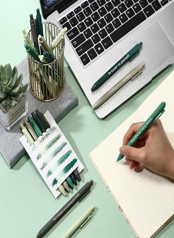 MotiMind 30 Pcs Suicide Prevention Awareness Pen Mental Health Awareness Pen Positive Inspirational Emotional Support Affirmation Therapist Gifts with 6 Motivational Card for Office Charity(Green) - Image 4