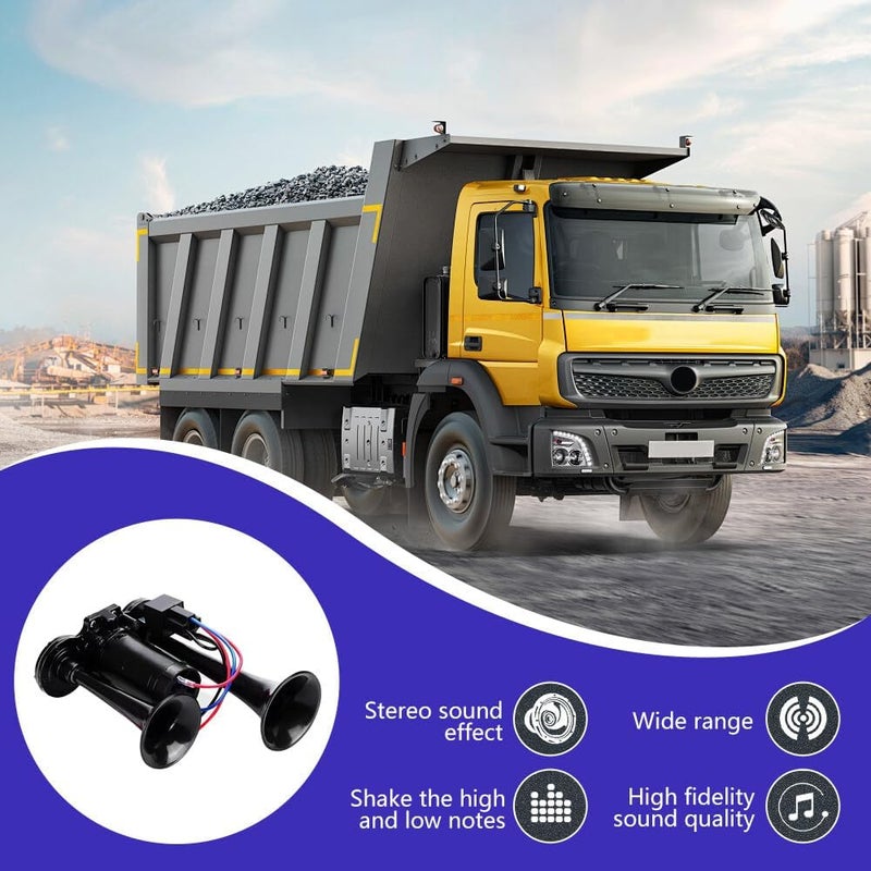 Gobesty Air Horn 12V, 600DB Super Loud Car Horn, Double Tube Train Horn with Compressor, Airhorn for Truck, Train, Car, Van (Black) Matte anti slip finish - Image 5