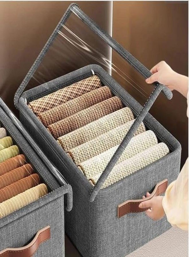 صندوق تخزين ملابس مع غطاء - منظم بإطار فولاذي للخزانة وغرفة النوم والسكن الجامعي - حاوية فرز ملابس قابلة للطي وصندوق تخزين موفر للمساحة - صندوق قماش متين (عبوة من قطعة واحدة) - Image 5