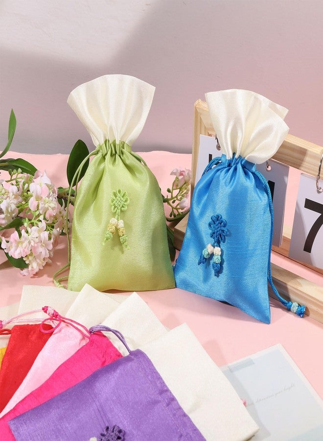 CHGCRAFT 7 Pcs 7 Colors Traditional Korean Pouch Embroidered Drawstring Bags Rectangle Cloth Packing Pouches for Wedding Candy Jewelry Bags - Image 5