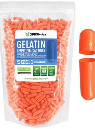 Size 1 Empty Capsules - 1000 Count Empty Gelatin Capsules - Empty Pill Capsules - DIY Capsule Filling - Pure Bovine Pill Capsules Empty Gel Caps (Orange) - pzsku/Z949E1602B3BD4E70BC6EZ/45/_/1687907566/69f0b35f-5d40-47a6-b598-95aa143ae5d5