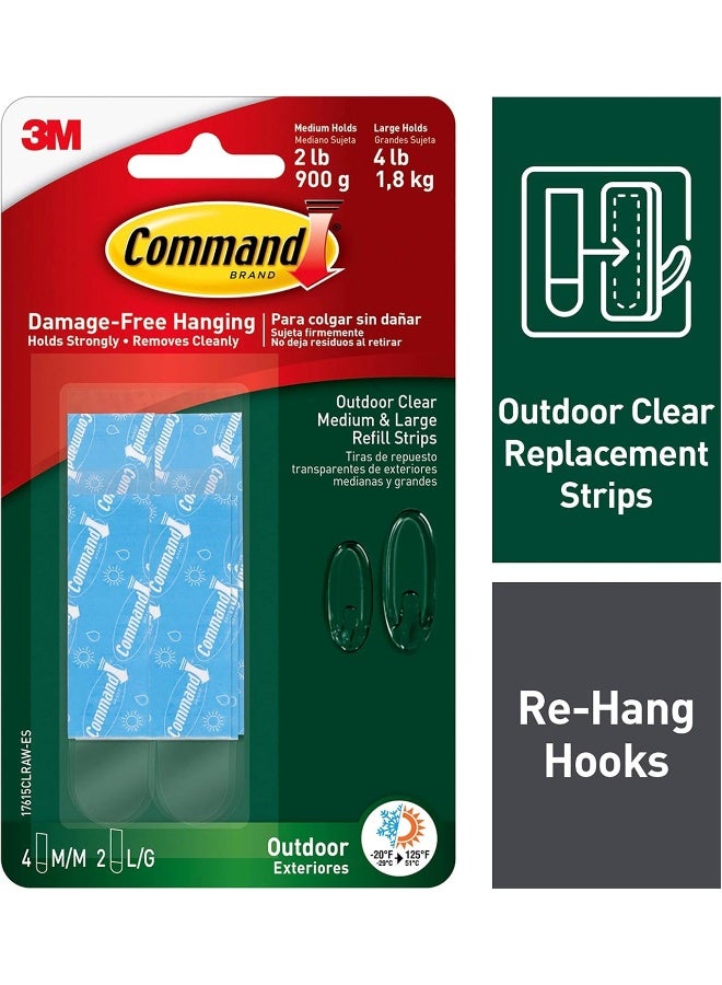 Command Command Outdoor Refill Strips – Clear, 6-Pack Adhesive Replacements for Outdoor Hooks, Weather-Resistant  - Image 1