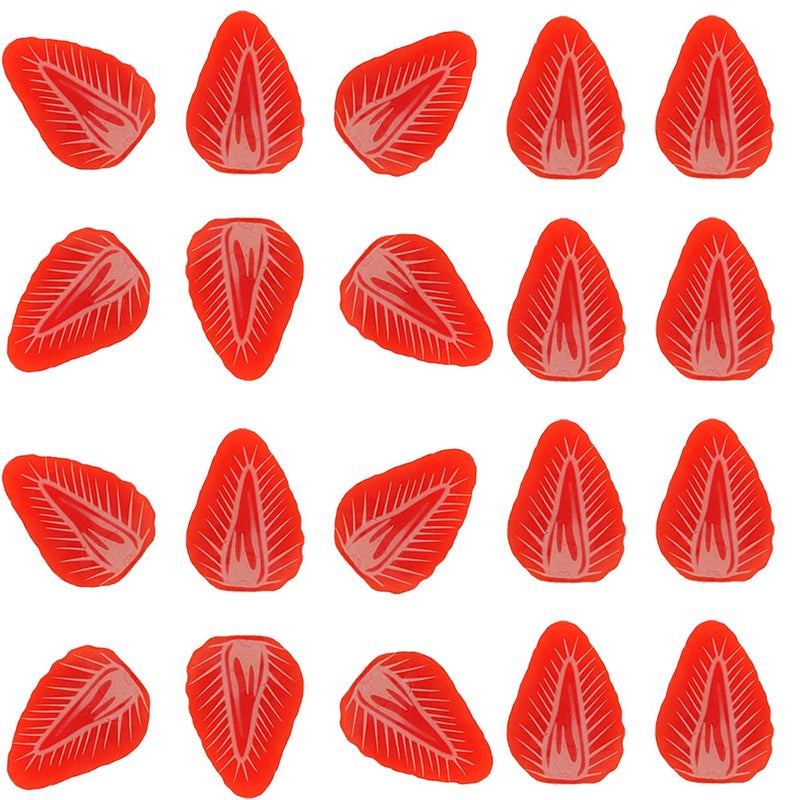 Meiwlong 20 PCS Artificial Strawberry Slices Lifelike Fake Realistic Plastic Fruit Ornament Decoration Home Party Office Wedding Festival Photography Prop