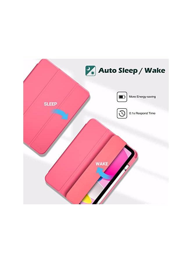 Procases - For Ipad 10Th Gen Case With Pencil Holder 2022 Ipad 10.9 Inch Case Clear Transparent Back Shell Trifold Protective Cases Shockproof Cover For 2022 Ipad 10Th Gen A2696 A2757 A2777 Pink - Image 1