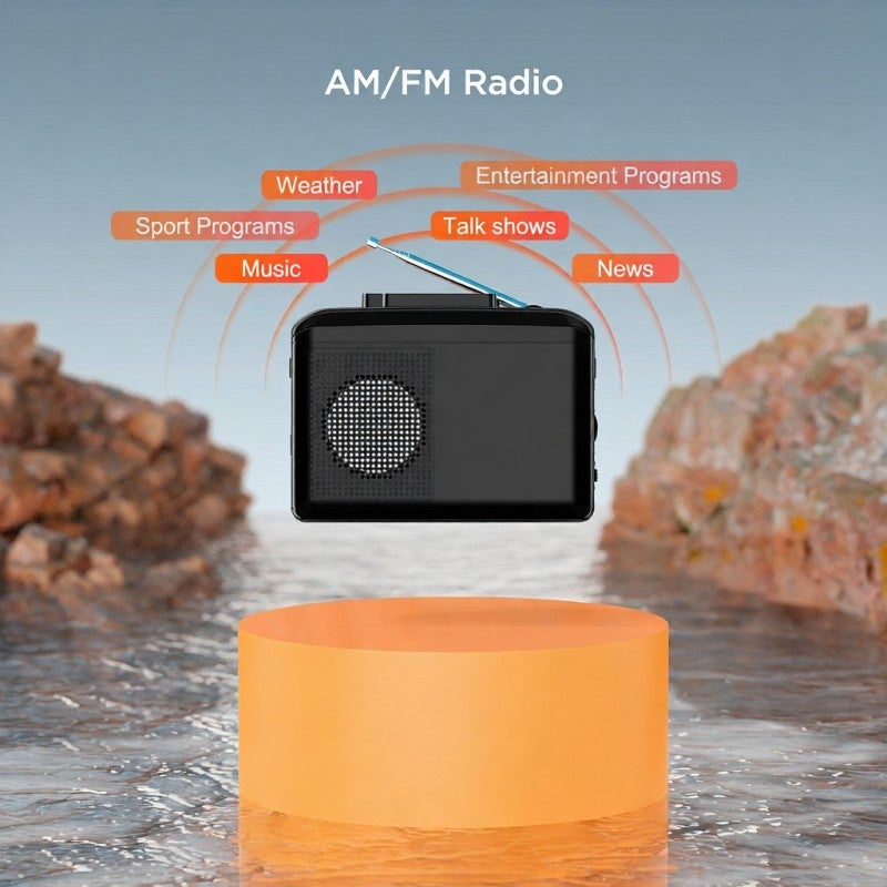 Ezcap Portable Cassette Tape Player with AM FM Radio - USB Cassette Tape-to-MP3 Converter with Built-in Speaker for Home Outdoor Black - Image 3