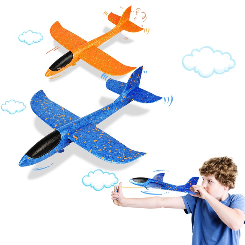 VCOSTORE 2 Pack Foam Airplanes for Kids 133 Throwing Catapult Foam Glider Planes ToysFlying Styrofoam Kid Airplanes Toy for 3 4 5 6 7 8 9 10 11 12 Year Old Boys Girls with Outdoor Sports Play - Image 3