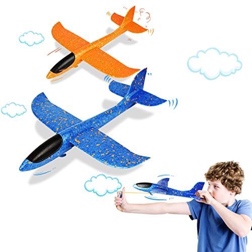 VCOSTORE 2 Pack Foam Airplanes for Kids 133 Throwing Catapult Foam Glider Planes ToysFlying Styrofoam Kid Airplanes Toy for 3 4 5 6 7 8 9 10 11 12 Year Old Boys Girls with Outdoor Sports Play - Image 1