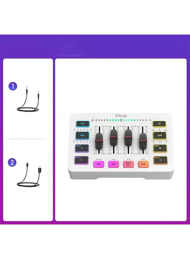 خلاط صوت للألعاب من FIFINE، خلاط RGB رباعي القنوات مع واجهة ميكروفون XLR، لصوت الألعاب، والبودكاست، وAmpliGame SC3