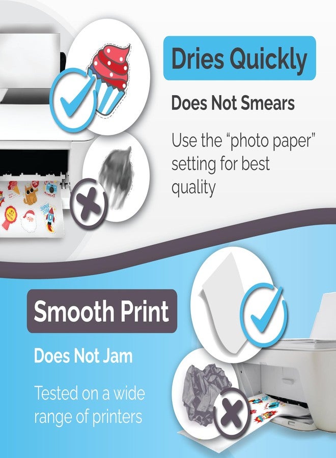 AgoDeo Premium Printable Vinyl Sticker Paper for Inkjet & Laser Printer - 56 Sheets - Glossy White - Self-Adhesive Waterproof Sheets - Dries Quickly & Vivid Colors - Holds Ink Well - Tear Resistant - Image 5
