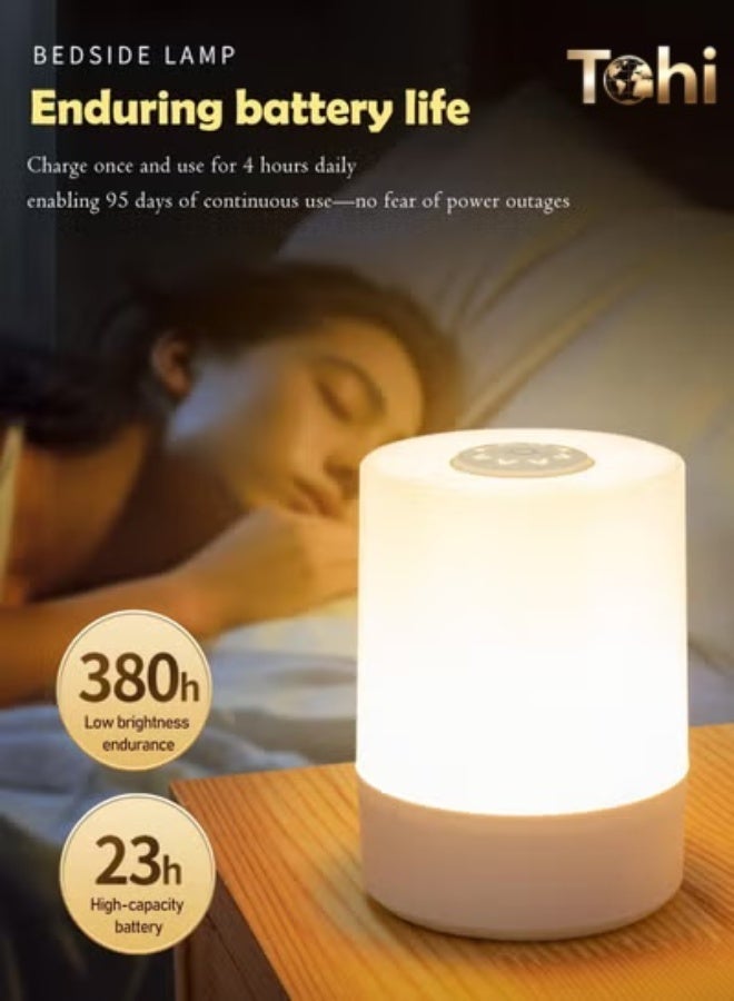 Tohi Rechargeable Touch Night Light, Dimmable LED Bedside Lamp with Remote, Baby Nursery Lamp, 3 Color Temperatures, Timer, Perfect for Bedroom, Dorm, Night Feeding - Image 2