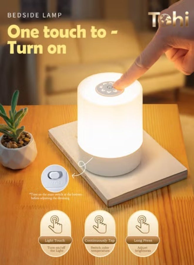 Tohi Rechargeable Touch Night Light, Dimmable LED Bedside Lamp with Remote, Baby Nursery Lamp, 3 Color Temperatures, Timer, Perfect for Bedroom, Dorm, Night Feeding - Image 5