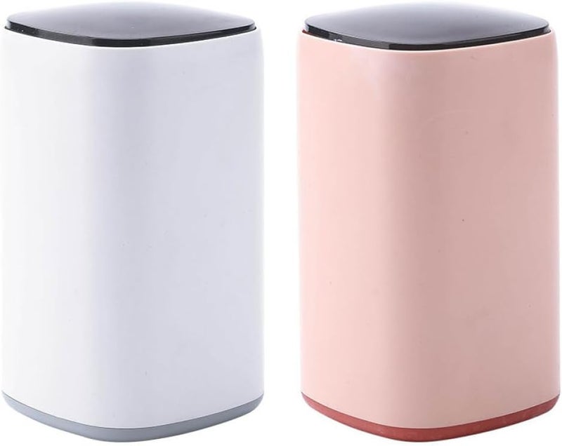 Garneck Cotton Swab Storage Box and Toothpick Holder 2pcs, Automatic Press Dispenser with Divided Compartments, Plastic Case for Home Bathroom Organization, White Gray Pink Random Color - Image 1