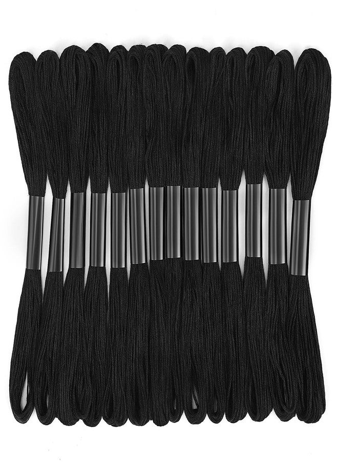 JUPEAN 14 Skeins Black Embroidery Floss: Embroidery Thread 120 Yards Friendship Bracelet String Cross Stitch Cotton Yarn for DIY Bracelet Making - Image 1