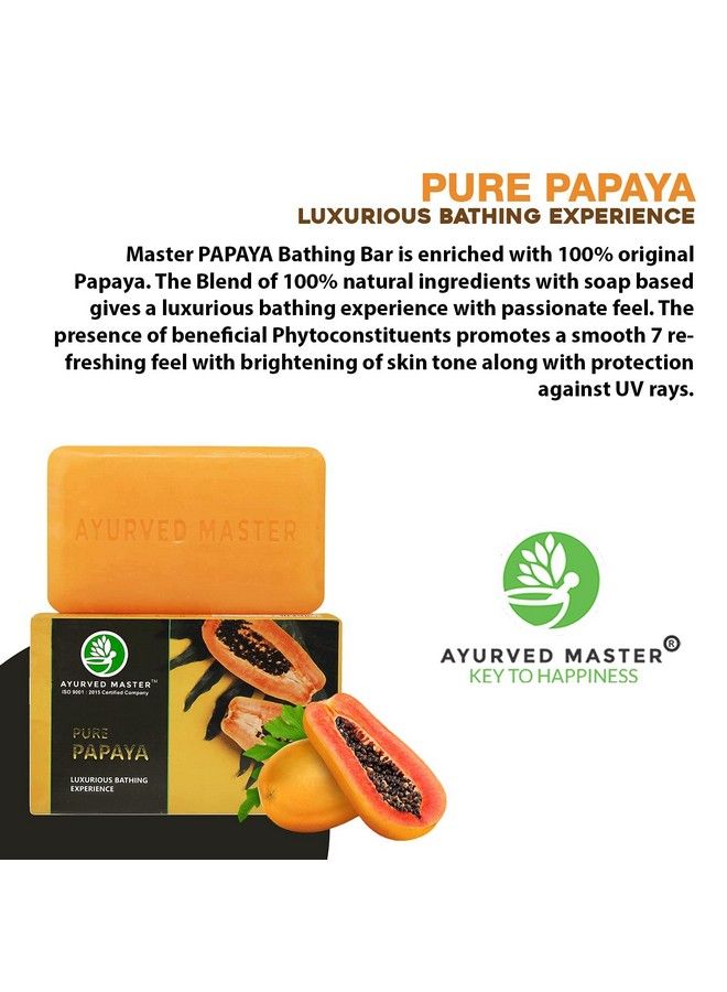 AYURVED MASTER صابون استحمام البابايا يزيل حب الشباب والبقع الداكنة والتصبغات للبشرة الدهنية والجافة للرجال والنساء، كما أنه جيد كطقم هدايا للنساء (باقة مكونة من 3) - Image 5