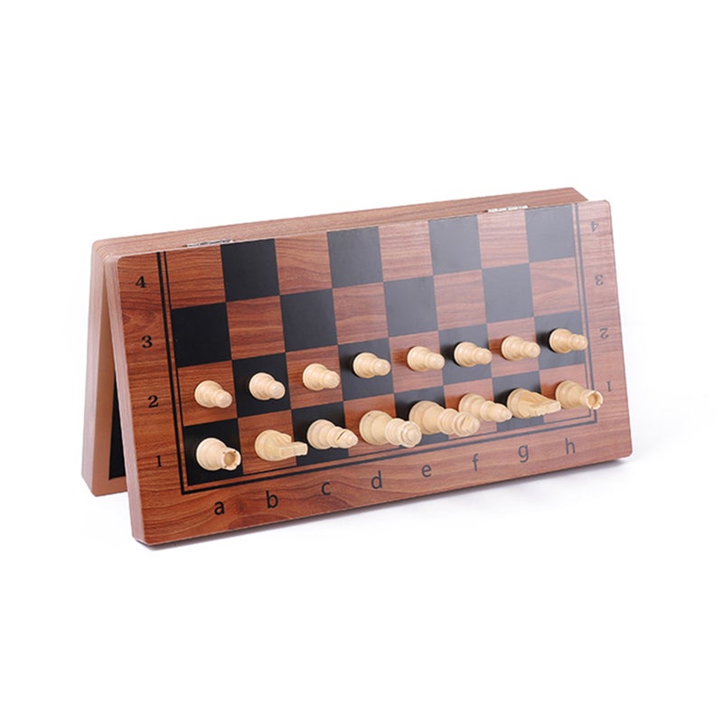 Magnetic Wooden Folding Chess Set with Felted Game Board Interior Folding Chessboard Travel Lightweight Board Educational Toys Parlor Game Outdoor Portable Parent-Child Toy - Image 1