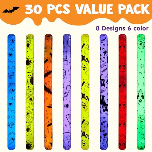 JOYIN 30 Pcs Halloween Glow Sticks Bulk Party Pack Hanging Wands in 8 Design 6 Color Light Up Stick for Kid Glow in The Dark Halloween Party Favor Supplies Goodie Bag Filler Trick or Treating Gift - Image 5