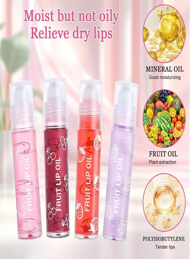 LOOKMINT 4Pcs Roll On Lip Oil Korean Crystal Jelly Lip Oil Gloss Long Lasting Non-sticky Repair Moisturizing Hydrating LipOil Balm Tint | Clear Transparent Lip Plumper for Womens - Image 5