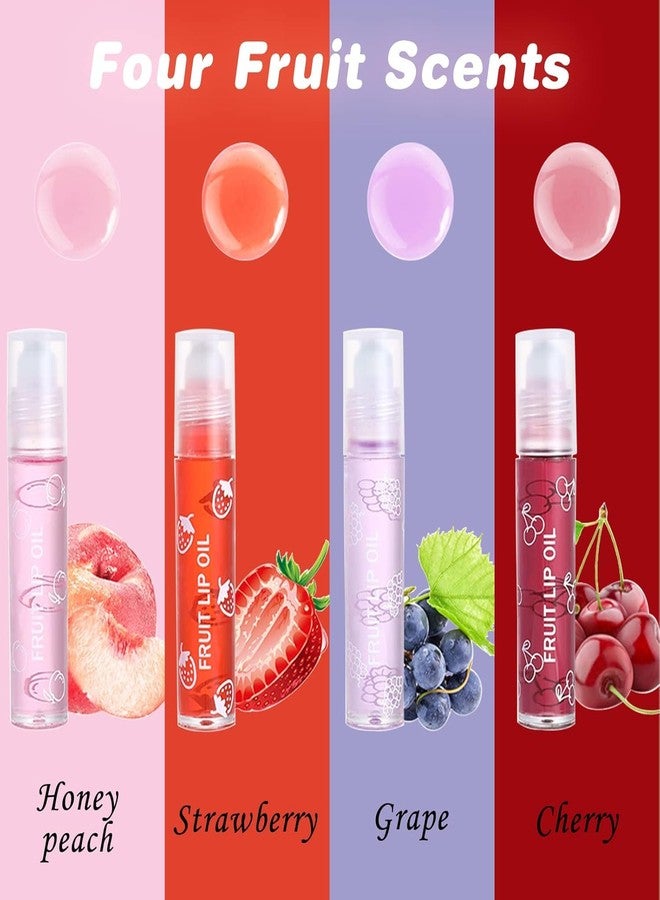 LOOKMINT 4Pcs Roll On Lip Oil Korean Crystal Jelly Lip Oil Gloss Long Lasting Non-sticky Repair Moisturizing Hydrating LipOil Balm Tint | Clear Transparent Lip Plumper for Womens - Image 4