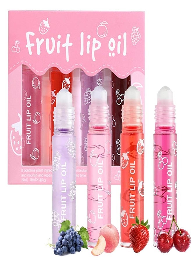 LOOKMINT 4Pcs Roll On Lip Oil Korean Crystal Jelly Lip Oil Gloss Long Lasting Non-sticky Repair Moisturizing Hydrating LipOil Balm Tint | Clear Transparent Lip Plumper for Womens - Image 1