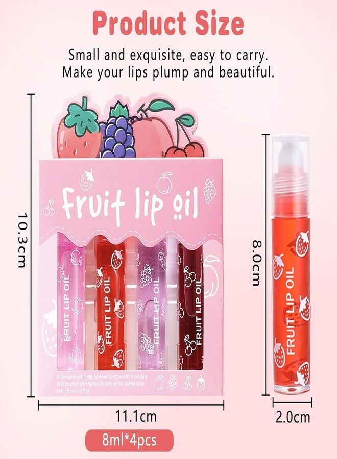 LOOKMINT 4Pcs Roll On Lip Oil Korean Crystal Jelly Lip Oil Gloss Long Lasting Non-sticky Repair Moisturizing Hydrating LipOil Balm Tint | Clear Transparent Lip Plumper for Womens - Image 3