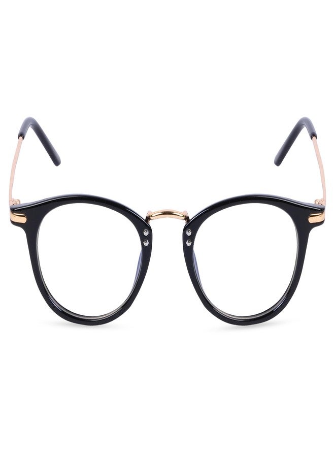 فريدي نظارات فريدي الدائرية الكلاسيكية المضادة للوهج، تحجب الضوء الأزرق، بدون قوة، بتصميم كلاسيكي | حماية من الأشعة فوق البنفسجية | للرجال والنساء | إطار لحماية العين مناسب لأجهزة الكمبيوتر/التابلت/اللابتوب/الهواتف المحمولة/التلفزيون (غولدن ستيك) - Image 1