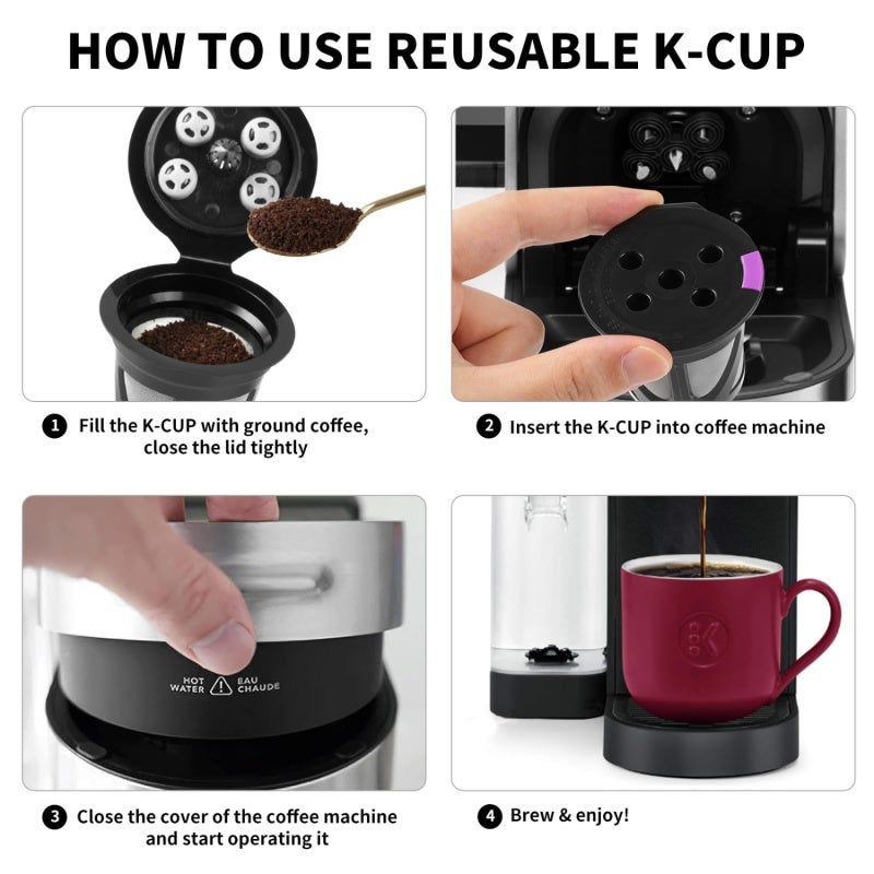 Reusable K Cups Black Durable Materials Keurig Compatible Single Serve Coffee Pods - Eco-Friendly Design Easy To Clean for Home Kitchen - Image 4