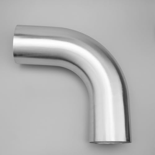 AC PERFORMANCE 35 89mm OD 90 Degree Aluminum Elbow Intercooler Pipe Air Intake Tube 128D Radius Brushed Finish - Image 1