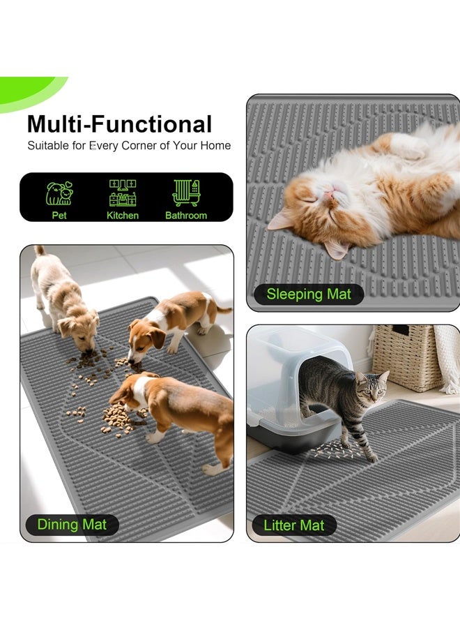 Cat Litter Mat Grey Trapping for Litter Box,Silicone cat litter pad anti slip foldable pet silicone pad prevents cat litter from being taken out, No-Slip & Large, Urine & Waterproof, Honeycomb Double Layer Anti Tracking Kitty Mats, No Phthalate, Washable Easy Clean (30 x 45cm, Black) - Image 5