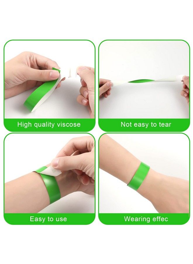 KINBOM 300Pcs Neon Wristbands Waterproof Paper Wristbands For Events Paper Bracelets Entrance Wristbands For Music Festival Parties Concerts Contest (Green)  - Image 4