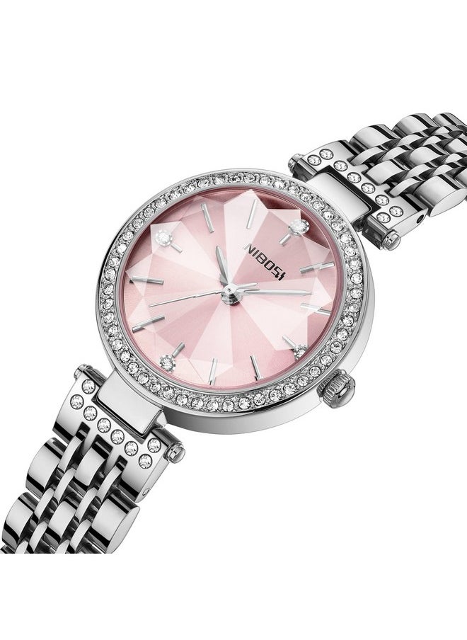 NIBOSI Stainless Steel Women Watches Analog Watch For Girls&Miss&Ladies Diamond Studded With Stylish Watches Waterproof, Dial Color-Pink, Band Color-Silver - pzsku/Z949EF49F0B712412C2C0Z/45/_/1738306561/cadaa5af-4b44-43d3-ae5f-bc593884ee63