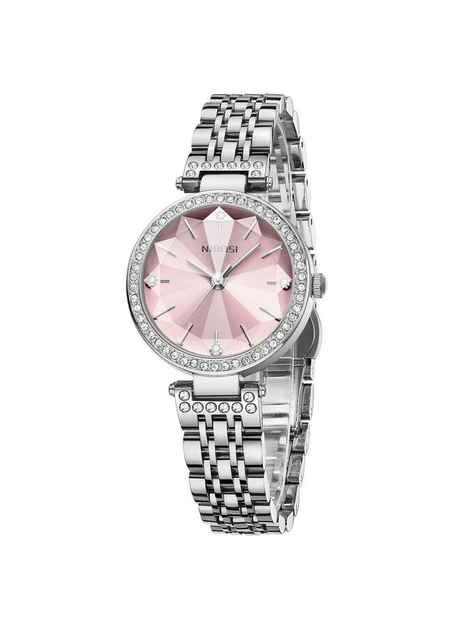 NIBOSI Stainless Steel Women Watches Analog Watch For Girls&Miss&Ladies Diamond Studded With Stylish Watches Waterproof, Dial Color-Pink, Band Color-Silver - pzsku/Z949EF49F0B712412C2C0Z/45/_/1738306564/1cad952f-8dff-47f0-a0b4-c3b0e02abdf7