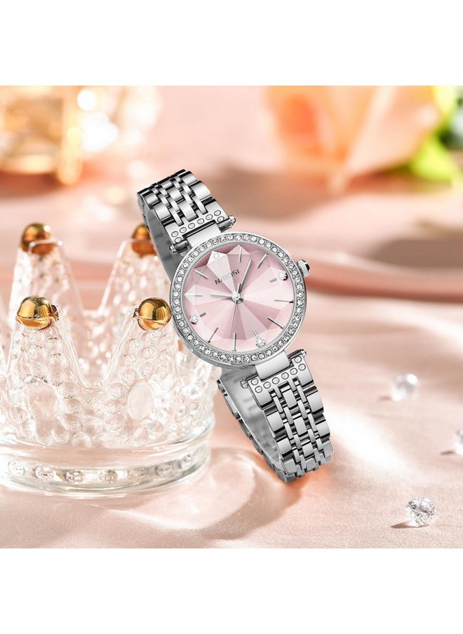 NIBOSI Stainless Steel Women Watches Analog Watch For Girls&Miss&Ladies Diamond Studded With Stylish Watches Waterproof, Dial Color-Pink, Band Color-Silver - pzsku/Z949EF49F0B712412C2C0Z/45/_/1738306593/c30036f6-630e-407f-ad0c-7b9d6c46d0c8