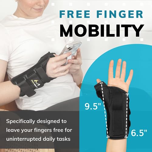 BraceAbility Wrist and Thumb Spica Splint - De Quervain's Tenosynovitis Long Forearm Cast Stabilizer for Tendonitis, Sprains, Thumb Brace for Arthritis Pain and Support - (M Right Hand) - Image 5