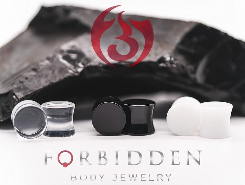 Forbidden Body Jewelry 8mm - 14mm Acrylic Ear Gauges, Solid Double Flared Saddle Plug Earrings Sold in Pairs - Image 4