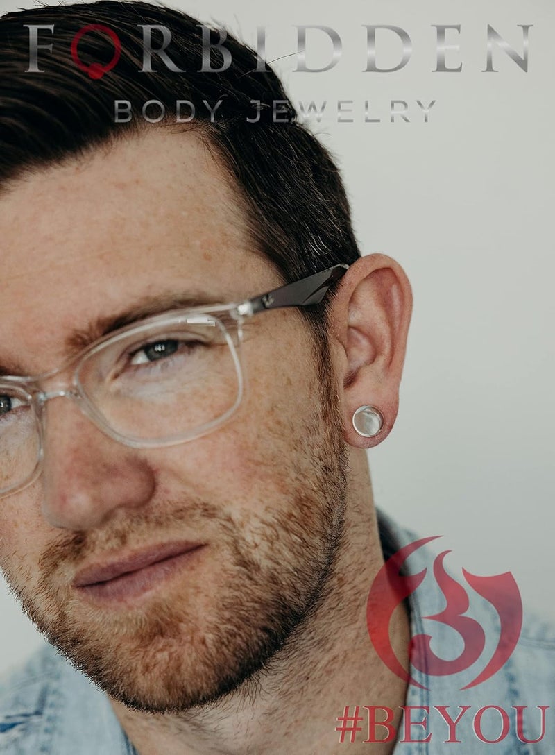 Forbidden Body Jewelry 8mm - 14mm Acrylic Ear Gauges, Solid Double Flared Saddle Plug Earrings Sold in Pairs - Image 3